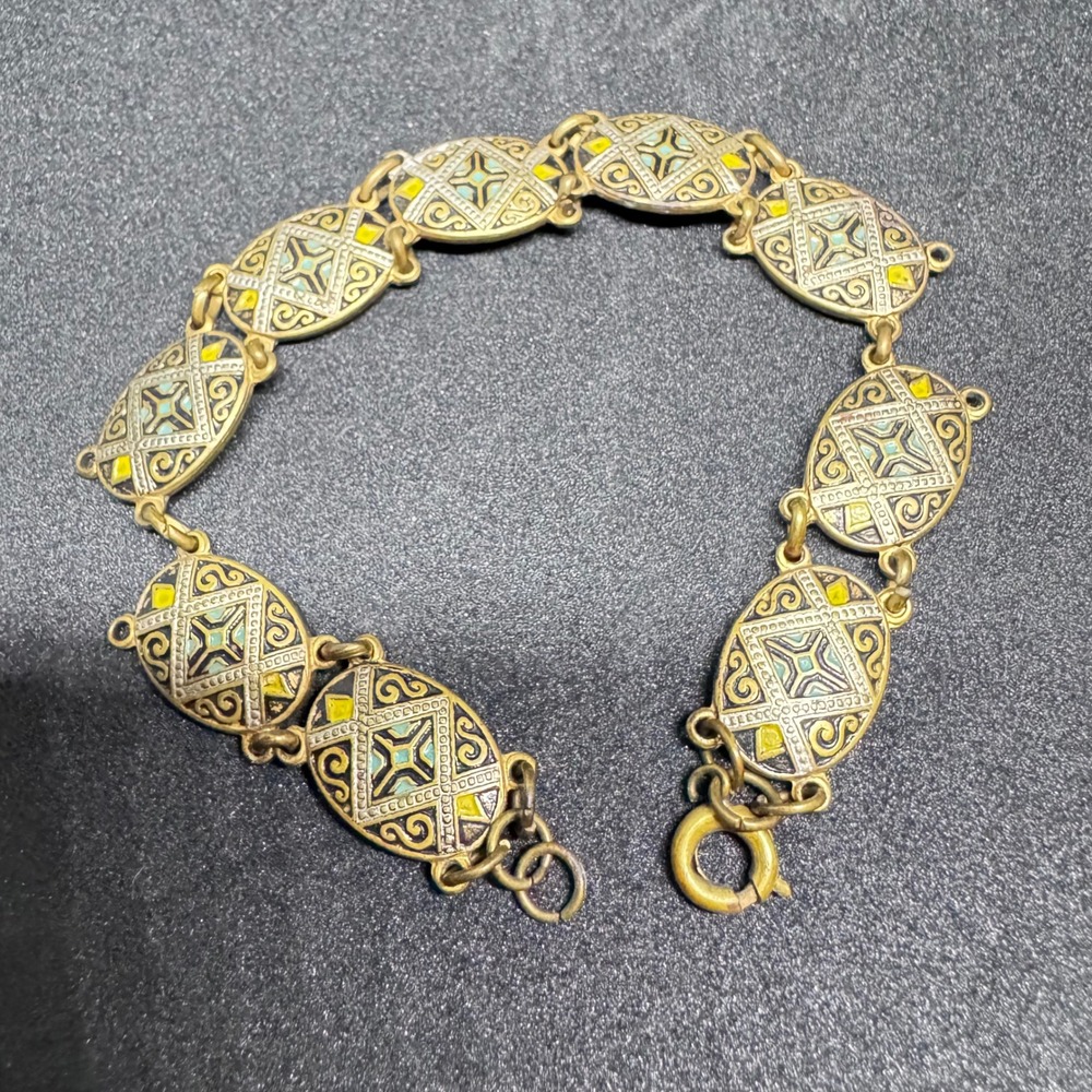 Antique Spanish Damascus Niello bracelet 7 inches‎ long very preloved Boho